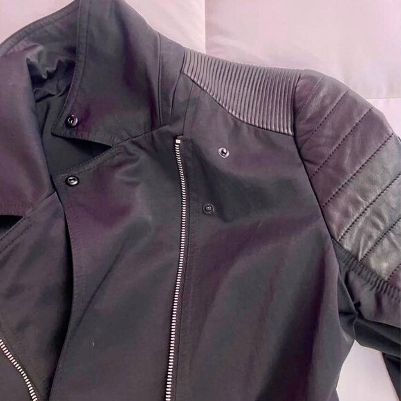 RUDSAK Collared Black Leather Sleeved Jacket - Picture 3 of 7